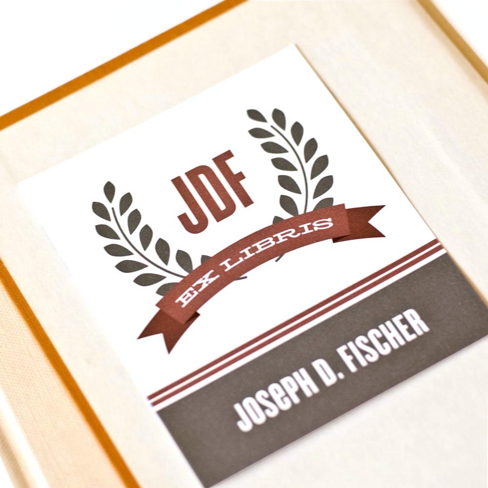 Personalized Bookplates, Custom Bookplate Sticker // Father's Day Gift // LAUREL WREATH
