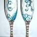 Handpainted Champagne Flutes Hand Painted Peacock Feathers Set of 2, Peacock Wedding,Anniversary,Gift