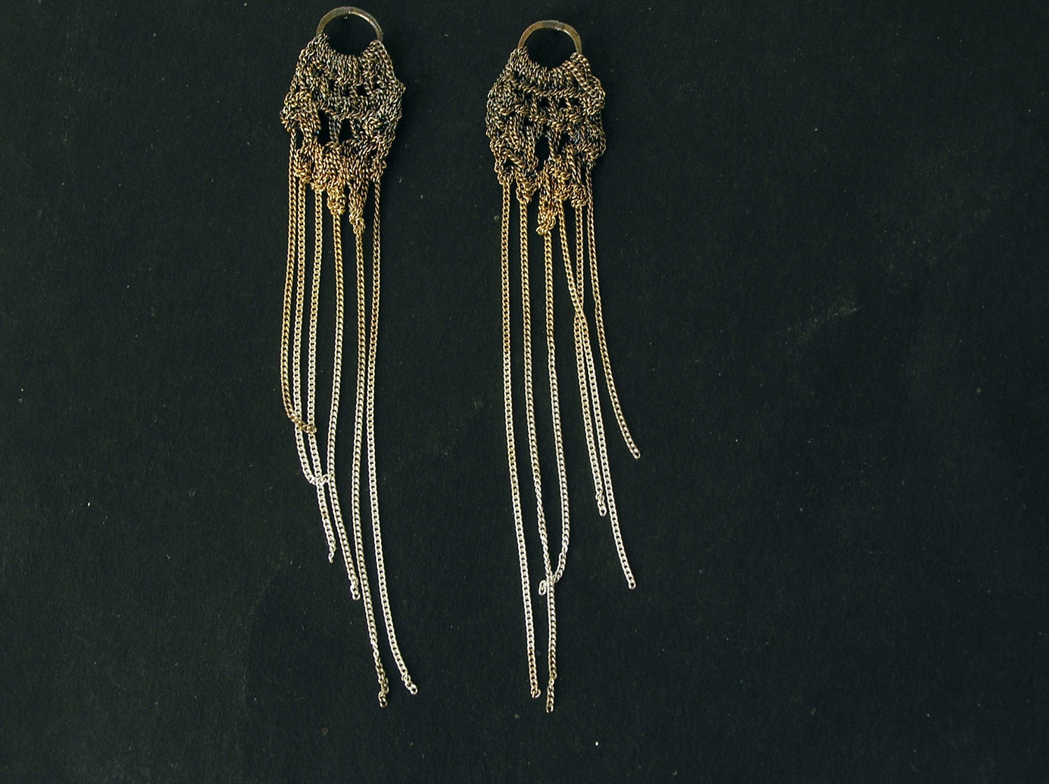 fringe gradient brown hoops & silver earrings