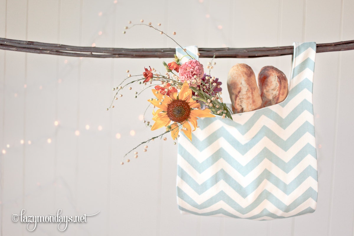 Chevron Blue Market Bag