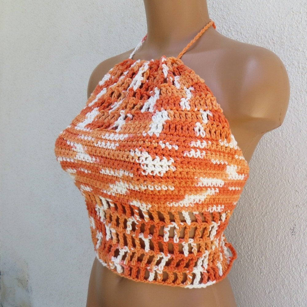 POPPY Halter - small/medium - orange, pumpkin, white