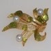 Vintage Brooch Green Stone and Faux Pearl 1960s