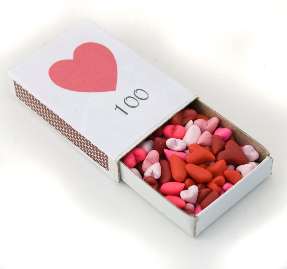 100 hearts in a matchbox - love keepsake gift - personalize - choose your colors - amberhlynn