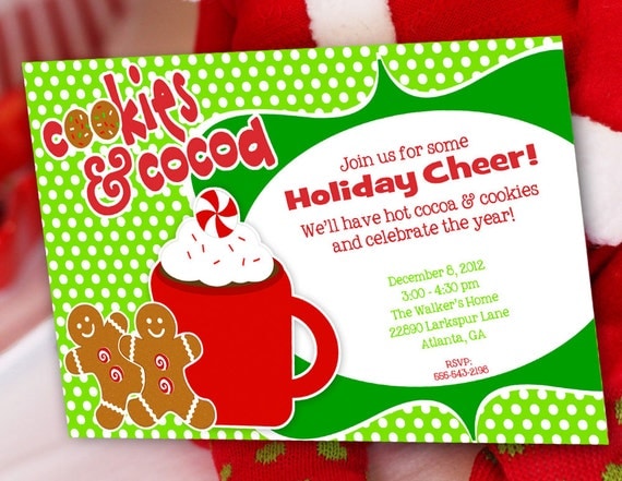 Cookies and Cocoa Christmas Party Invitation -- Candy Christmas Invitation by Amanda's Parties To Go Il_570xn