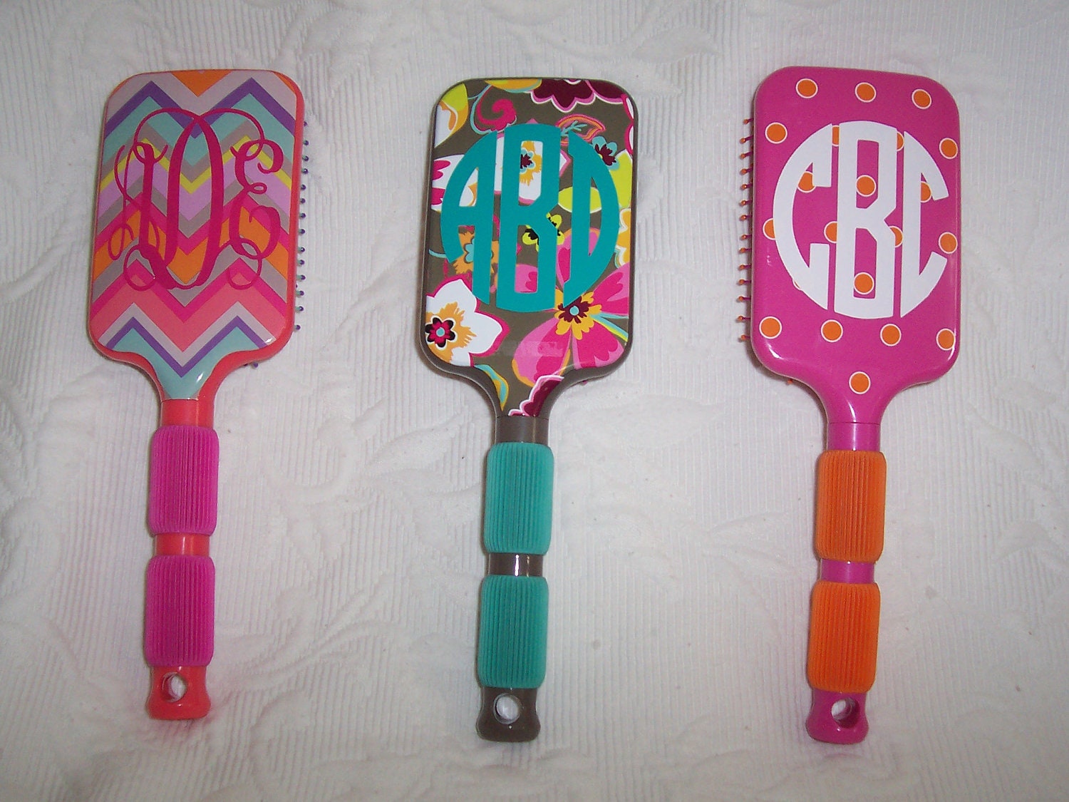Personalized Turquoise &  Floral Paddle Hairbrush GIFT WRAPPED
