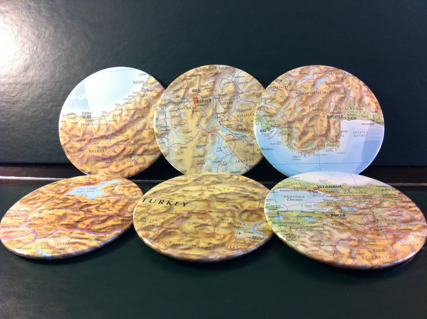 Turkey map coasters - Turkey, Eastern Europe Western Asia - set of 6
