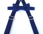Navy Blue Suspender and Bow Tie Set