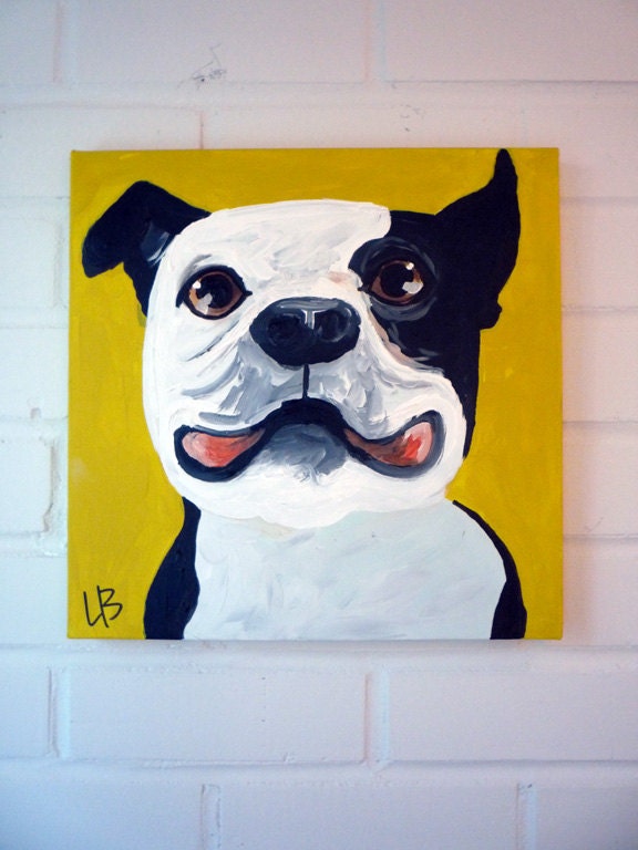 French Bulldog Painting, Original Art on Canvas, 12x12