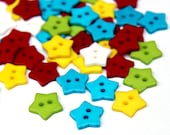 Star Buttons. 50 pcs. Resin. Plastic. 15mm 0.59 inch. Multi color. Rainbow mix. Australian seller