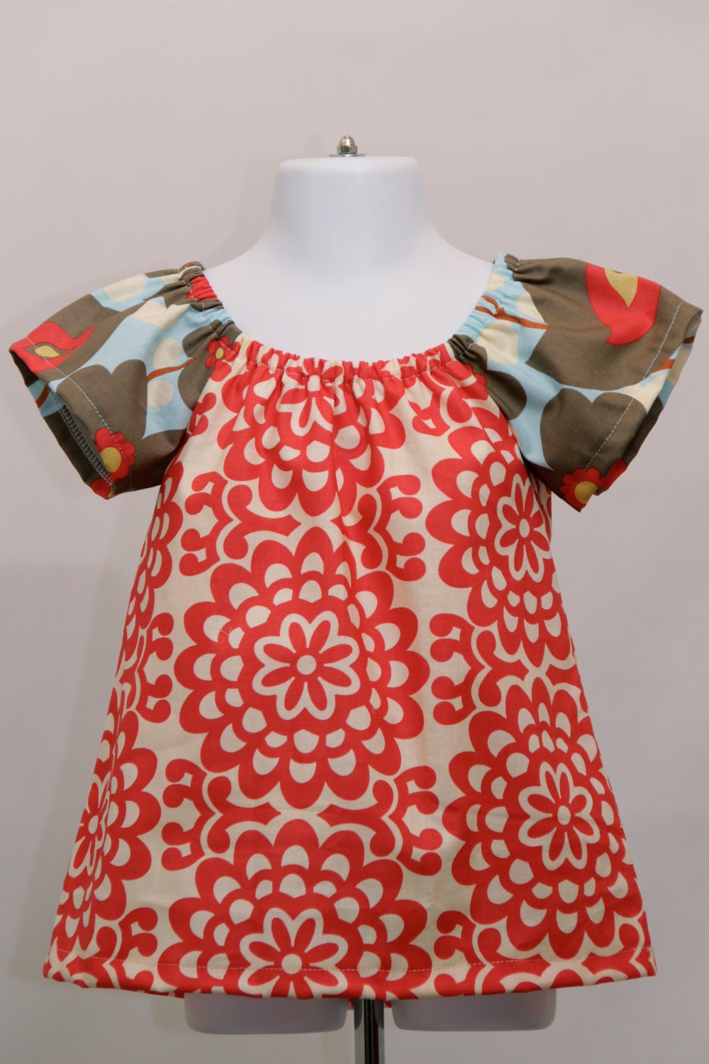 Amy Butler Lotus Wall Flower - Short Cap Sleeve Peasant Top - size 2T, 3T, 4T, 5