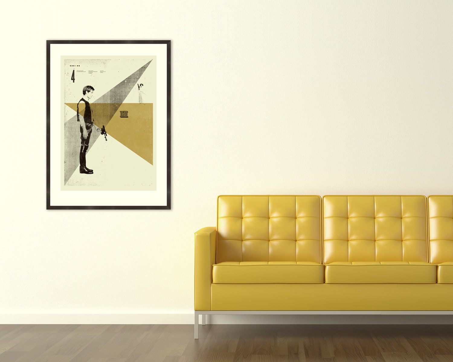 A NEW HOPE - Star Wars Inspired, Han Solo, 20 x 28 Handprinted Silkscreen Art Print, Mid-Century Modern Poster, Metallic Gold Ink, Vintage