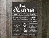 Printable Wedding Invitation - Simple Lines Black and White