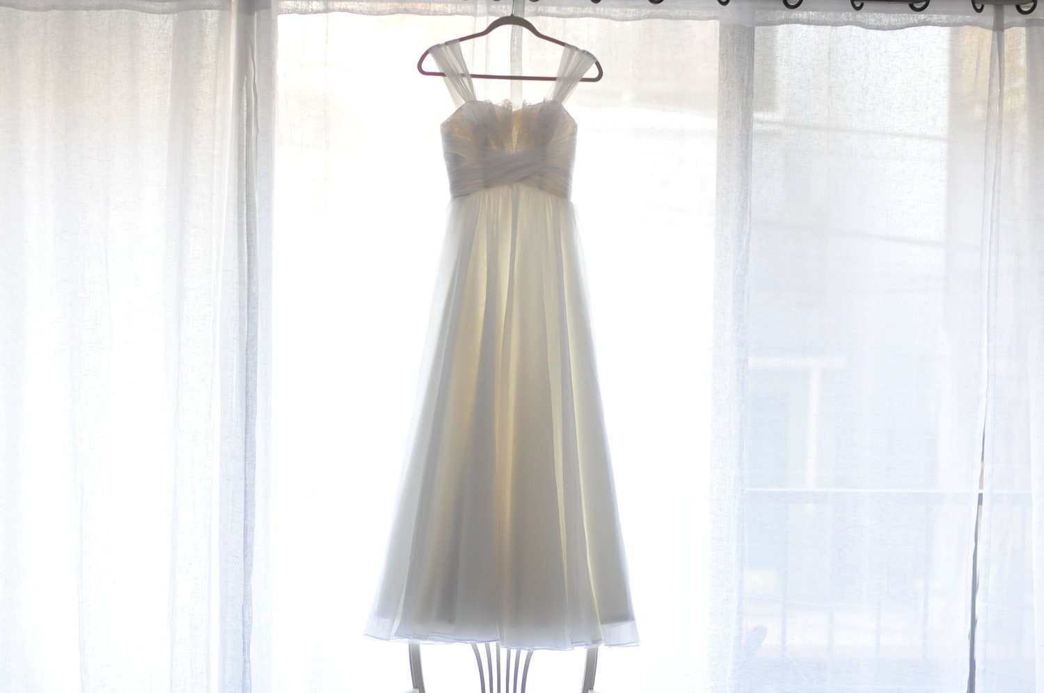 Sale-Lily-City Beach Bride-Sweetheart Cap sleeves A-line Lace Chiffon wedding dress gown