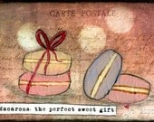 Mixed Media Art: Perfect Gift Macarons 5x7 print - Whimsical Art, Wall Art, Whimsical Art, cookie print, french macaron, pastel