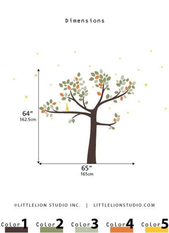 Follow the Little Rabbit Tree Wall Decal - Brown Tree decal & more colors