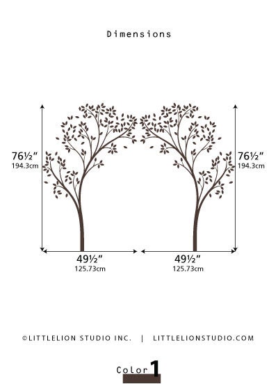Tree Canopy Portal Wall Decal - White tree decal, brown tree, lilac tree - Very large trees - Modern Nursery Wall Decor