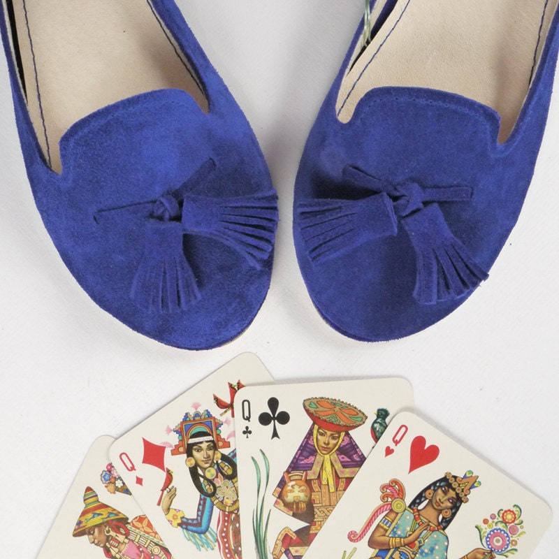The Monochrome Loafers Shoes - Handmade Electric Blue Leather Loafers