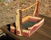 Garden Basket - CEDAR gifts for gardeners under 40 tool caddy fruits vegetables harvest rustic hickory branch handle OOAK ready to ship