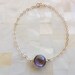 Step-Cut Faceted Amethyst Vermeil Bezel Round Connector on Gold Chain Bracelet