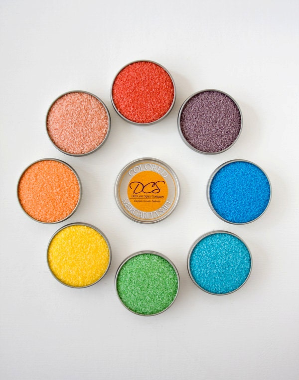 Colored margarita salt - colored salt with margarita recipes - rim salt for margarita drinks glasses - gift box included