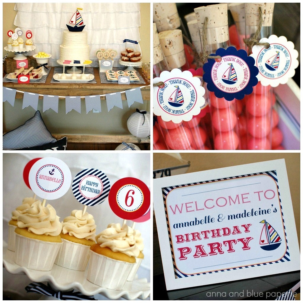 Custom Nautical Birthday - Let's Set Sail Birthday PRINTABLE DIY Party Collection - by anna and blue paperie Il_570xn