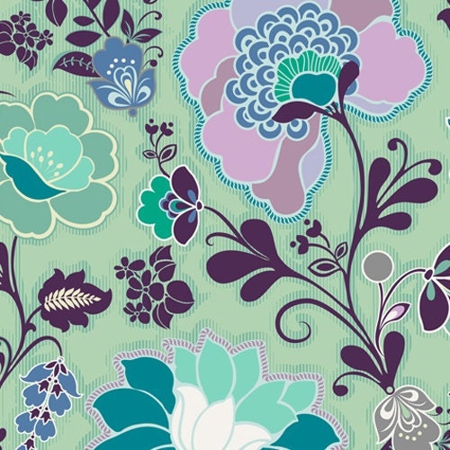 SWEET MELODY in Aqua - Art Gallery Fabrics - Poetica by Patricia Bravo (POE-800)  - 1 yard