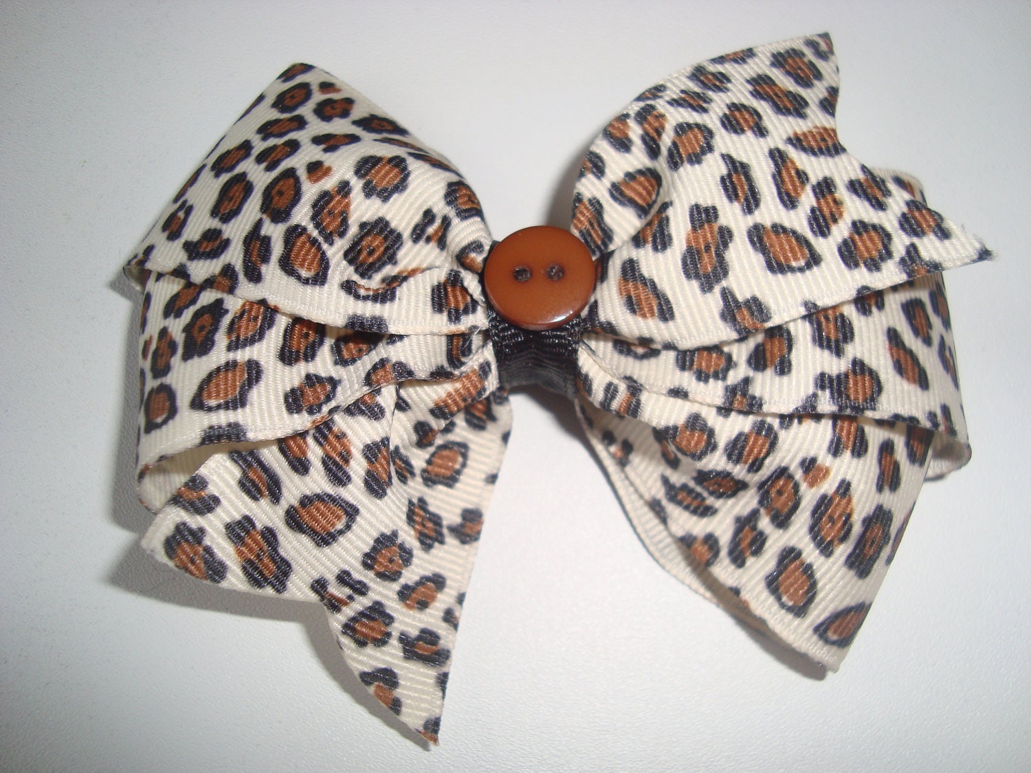 Leopard/Cheetah Print Boutique Style Girls or Womens Hair Bow, Hair Clip
