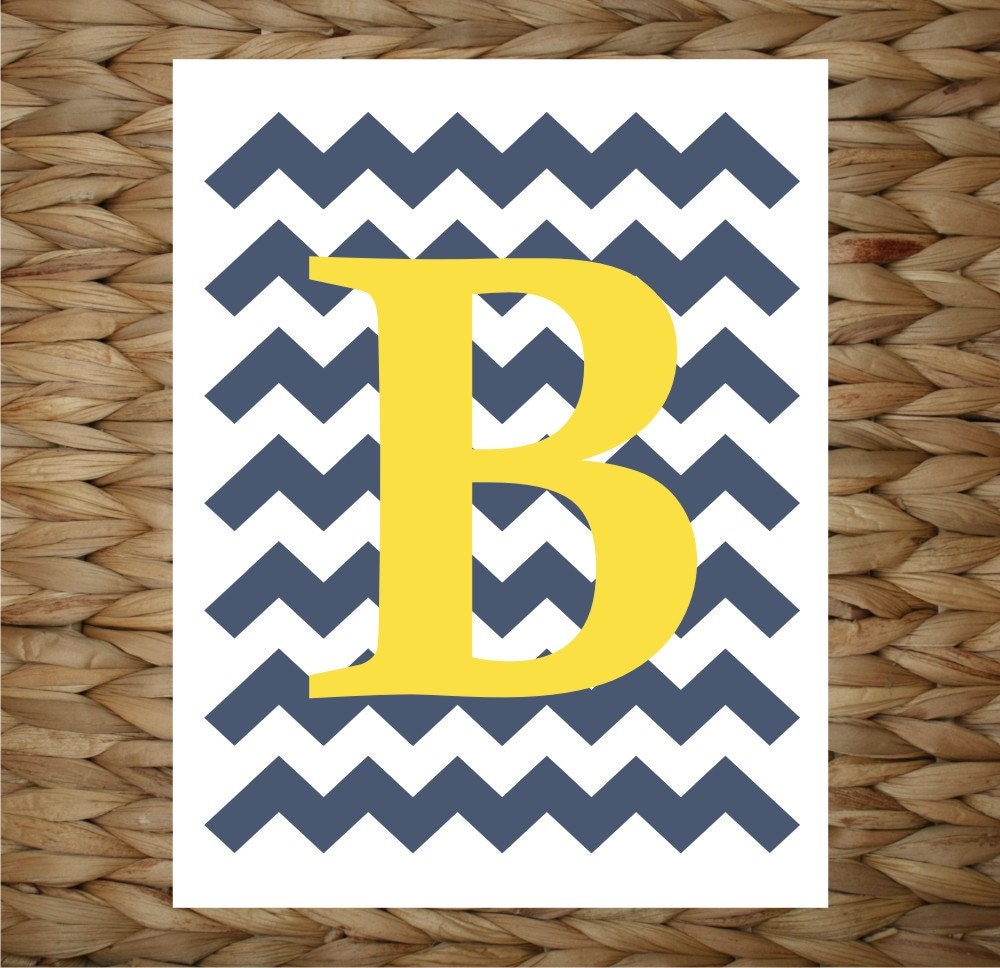 Custom Baby Print 8x10 Wall Art - Wide Chevron Initial Print - original design by a drop of golden sun