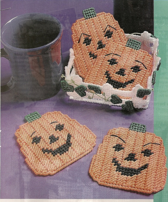 Items similar to Pumpkin Patch Coasters Plastic Canvas Pattern on Etsy