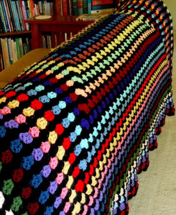 Crochet Blanket Granny Square Stained Glass by alisunflowers
