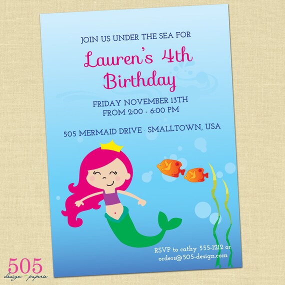 Mermaid Invitation - Printable Invitation by 505 Design Paperie Il_570xn