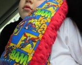 Seat Belt Pillow w Pocket - Made To Order - DESIGN Your OWN with LICENSED Fabric Prints