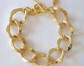 Vintage Inspired Textured Gold Link Bracelet