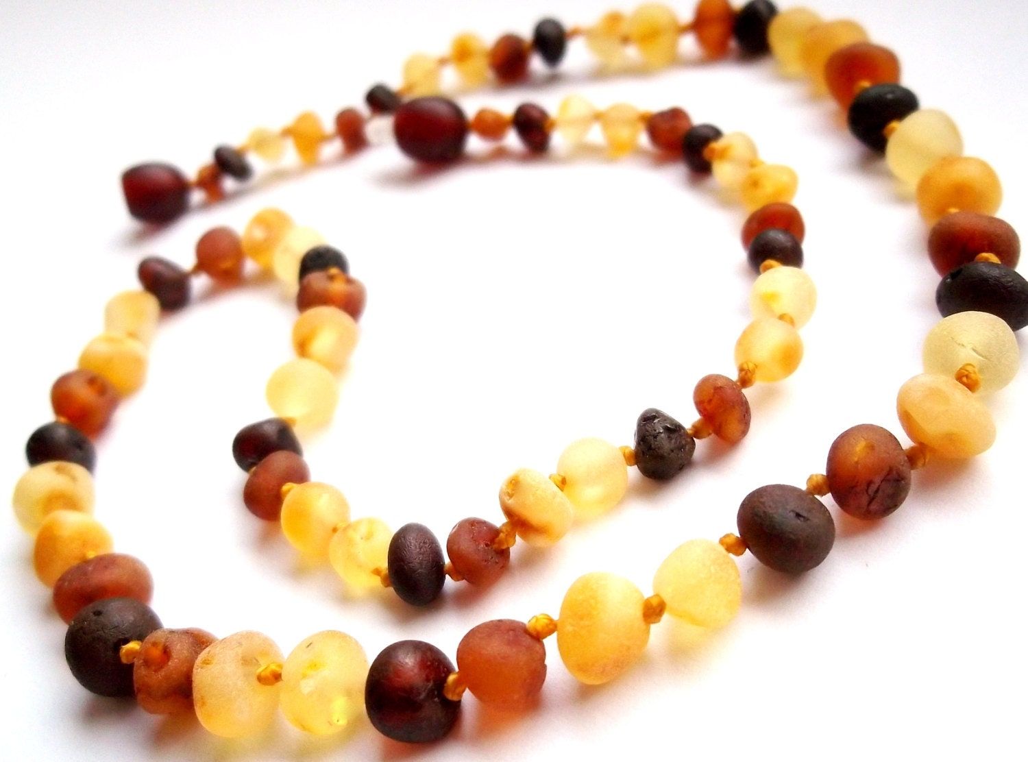 Raw unpolished  Multicolor  Natural Baltic Sea Amber Necklace 17.7 inches . High quality amber beads.
