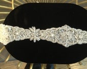 1 YARD of  Luxury Crystal Beaded Bridal Applique Trim