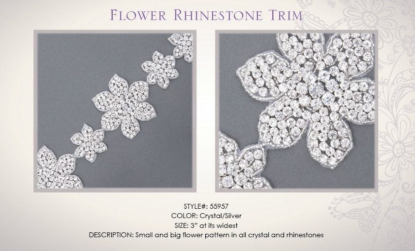 1 FULL YARD of  Rhinestone Flower Chain Trim