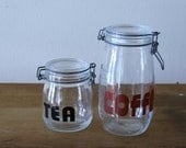 Vintage French 2 glass canisters
