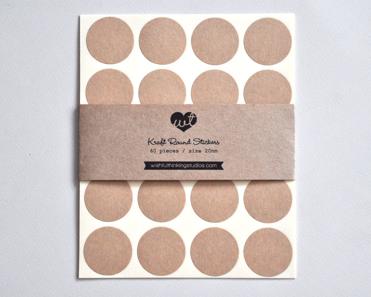 20mm Kraft Round Stickers (60pcs)