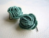 Jade Roses - Crocheted Earrings - Flower - Lace Crochet - Rose Jewelry