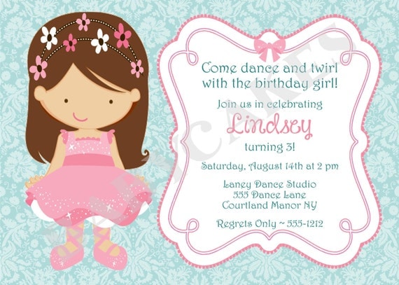 Ballerina Birthday Invitation - DIY Print Your Own - Choose your ballerina - Matching Party Printables available