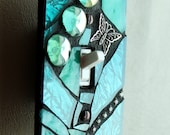 Emerald Elegance  -  Handmade Single Mosaic Light Switch Cover Wall Plate