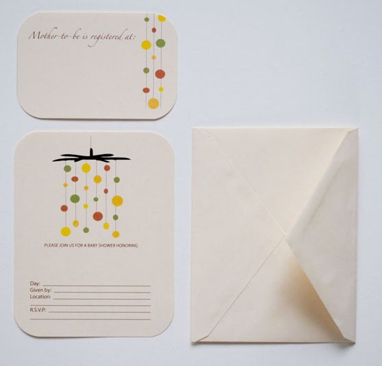 Blank 'Baby Mobile' Baby Shower Invitations - Set of 8