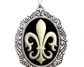 Fleur De Lis Cameo Rococo Necklace
