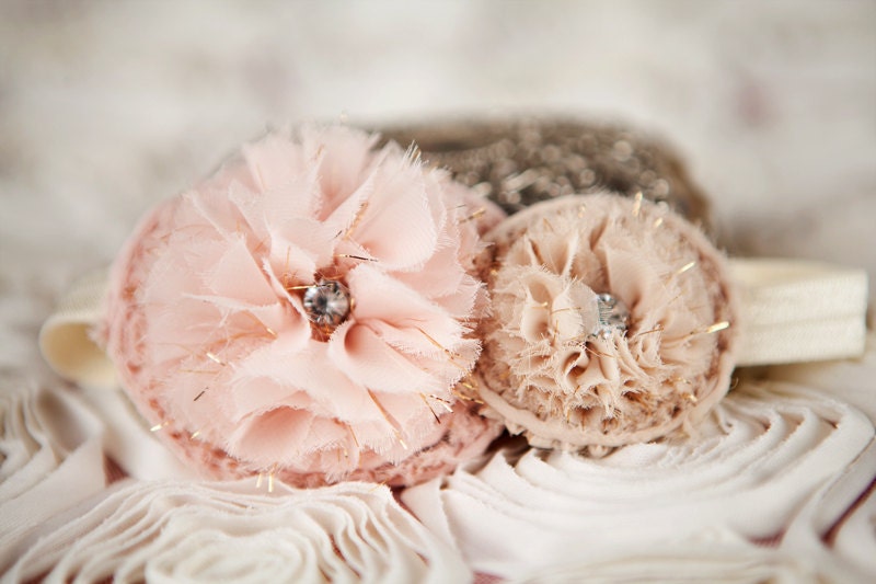 Baby headband, newborn headband, adult headband, child headband and photography prop The single sprinkled- Chiffon puffer headband