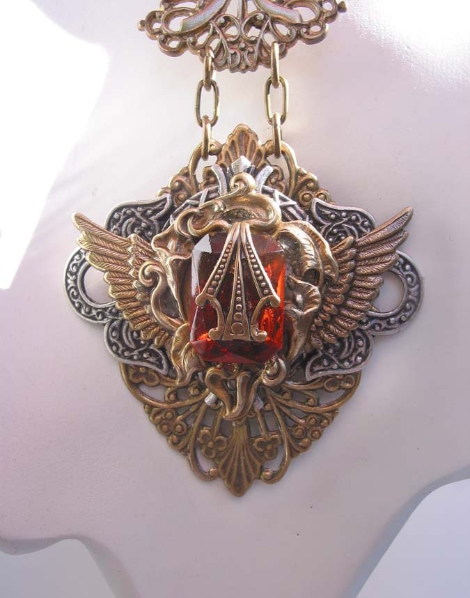 Maderia Red Crystal Victorian Necklace