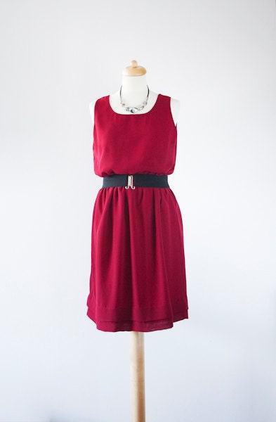 Burgundy chiffon dress
