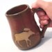 Moose Mug - Rustic Rust Red Coffee, Tea Cup - Brown Clay Wild Animal Silhouette Handmade Pottery Art