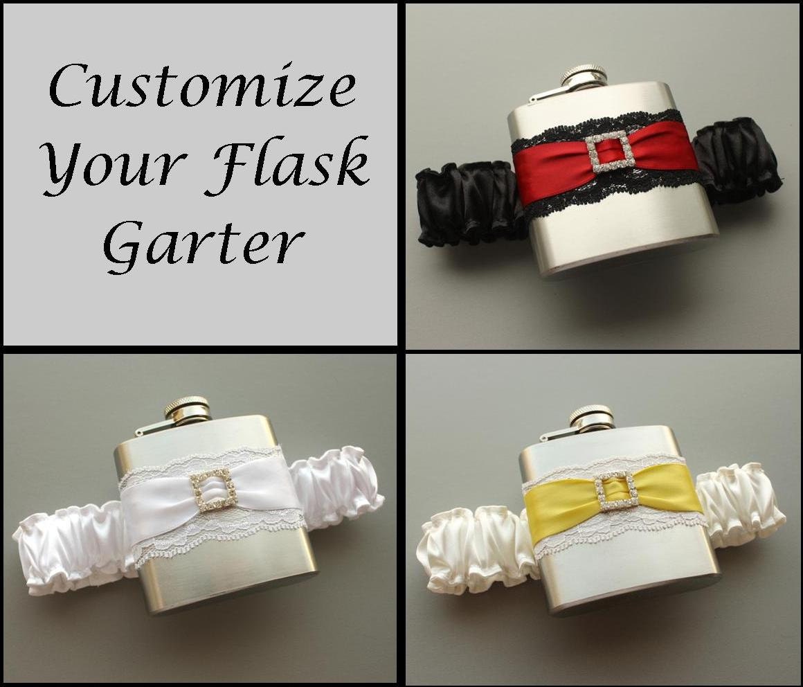 Rhinestone Buckle FLASK GARTER -- Choose Your Custom Colors