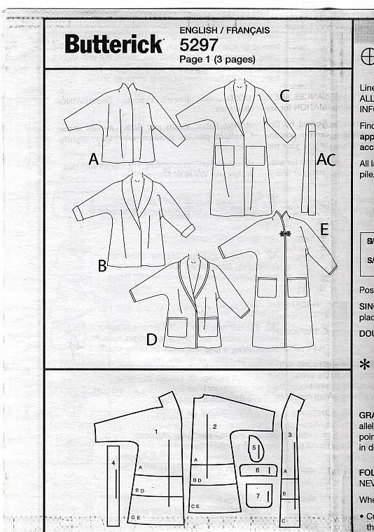 Butterick B5297 Misses' Jacket, Coat and Belt Sewing Pattern - Uncut - Size 14, 16, 18, 20 - Bust 36, 38, 40, 42