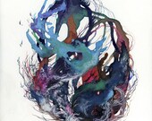 Coil XV / original painting / watercolor and gouache on gessoed wood panel / ready to hang